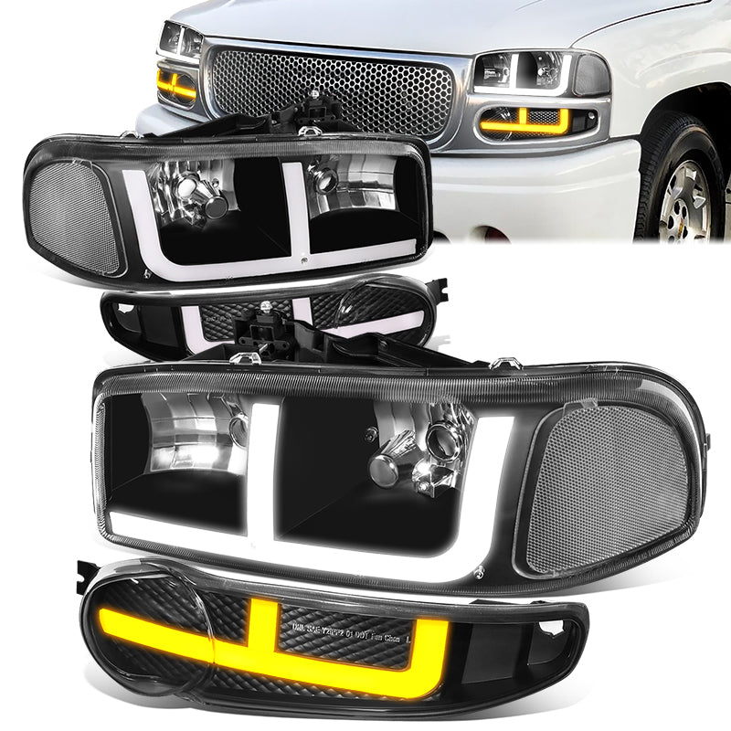 LED DRL Switchback Headlights<br>01-06 GMC Yukon Sierra 1500 Denali