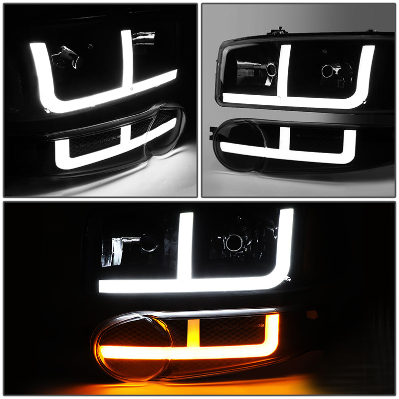 LED DRL Switchback Headlights<br>01-06 GMC Yukon Sierra 1500 Denali