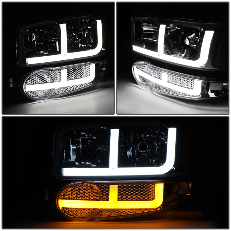 LED DRL Switchback Headlights<br>01-06 GMC Yukon Sierra 1500 Denali