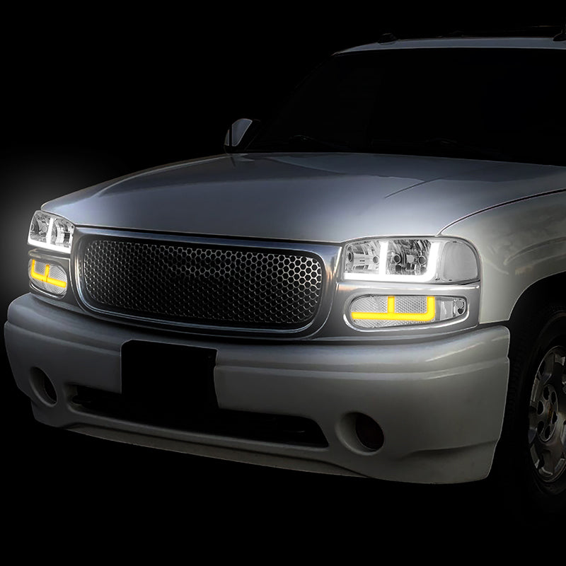 LED DRL Switchback Headlights<br>01-06 GMC Yukon Sierra 1500 Denali