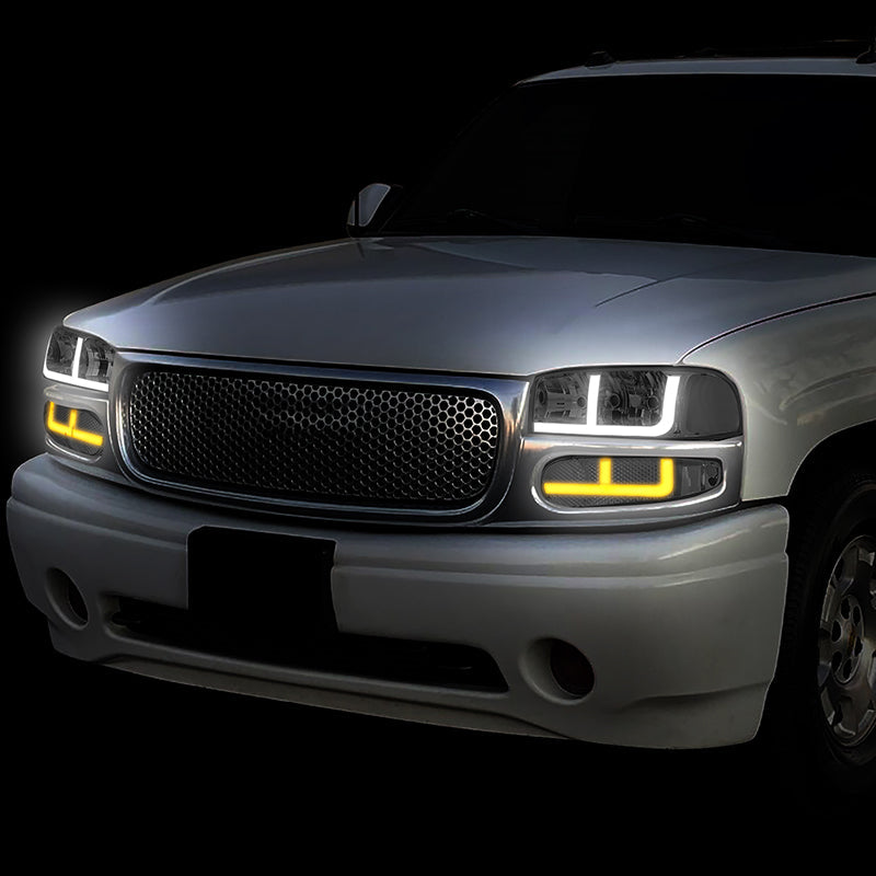 LED DRL Switchback Headlights<br>01-06 GMC Yukon Sierra 1500 Denali