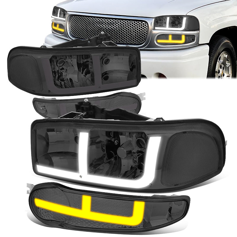 LED DRL Switchback Headlights<br>01-06 GMC Yukon Sierra 1500 Denali