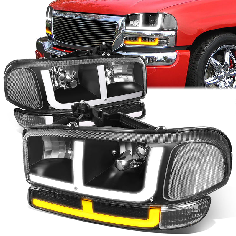 LED DRL Switchback Headlights<br>99-06 GMC Sierra 1500-3500 Yukon