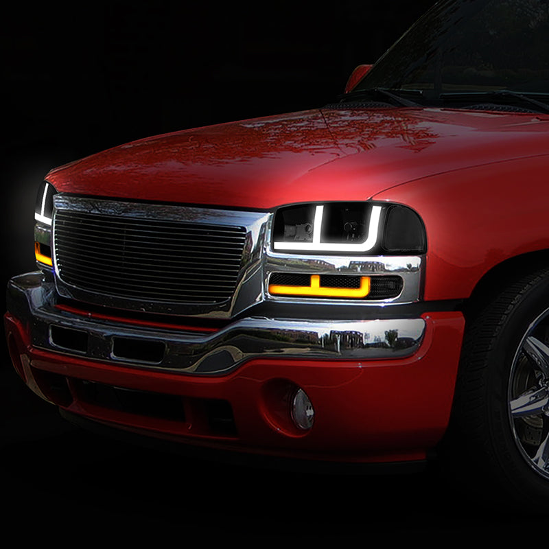 LED DRL Switchback Headlights<br>99-06 GMC Sierra 1500-3500 Yukon