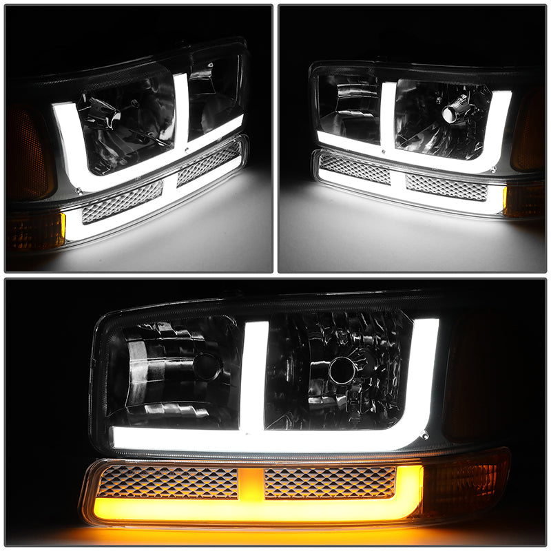 LED DRL Switchback Headlights<br>99-06 GMC Sierra 1500-3500 Yukon