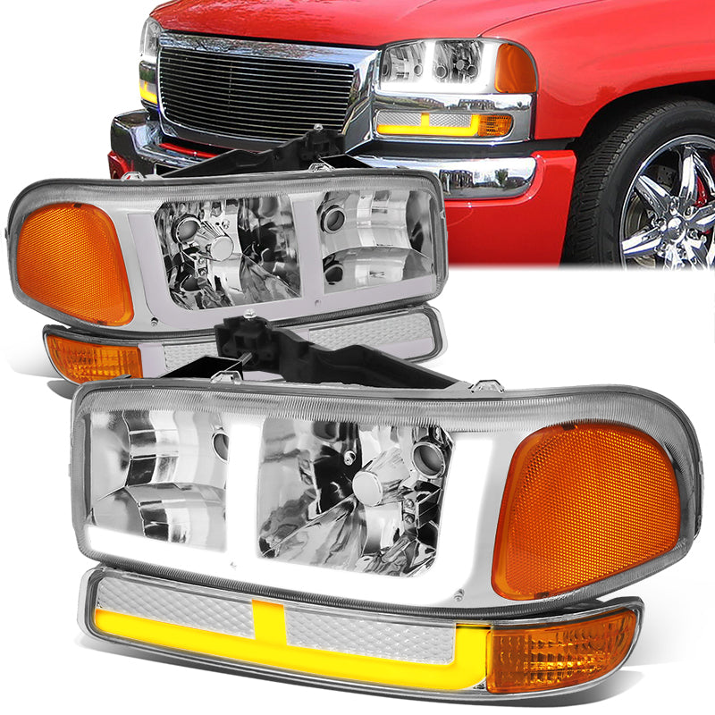 LED DRL Switchback Headlights<br>99-06 GMC Sierra 1500-3500 Yukon