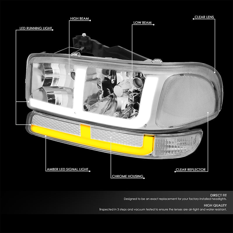 LED DRL Switchback Headlights<br>99-06 GMC Sierra 1500-3500 Yukon