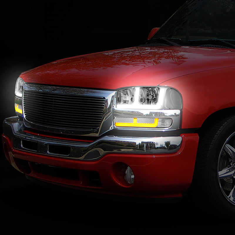 LED DRL Switchback Headlights<br>99-06 GMC Sierra 1500-3500 Yukon