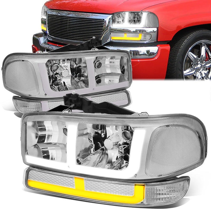 LED DRL Switchback Headlights<br>99-06 GMC Sierra 1500-3500 Yukon