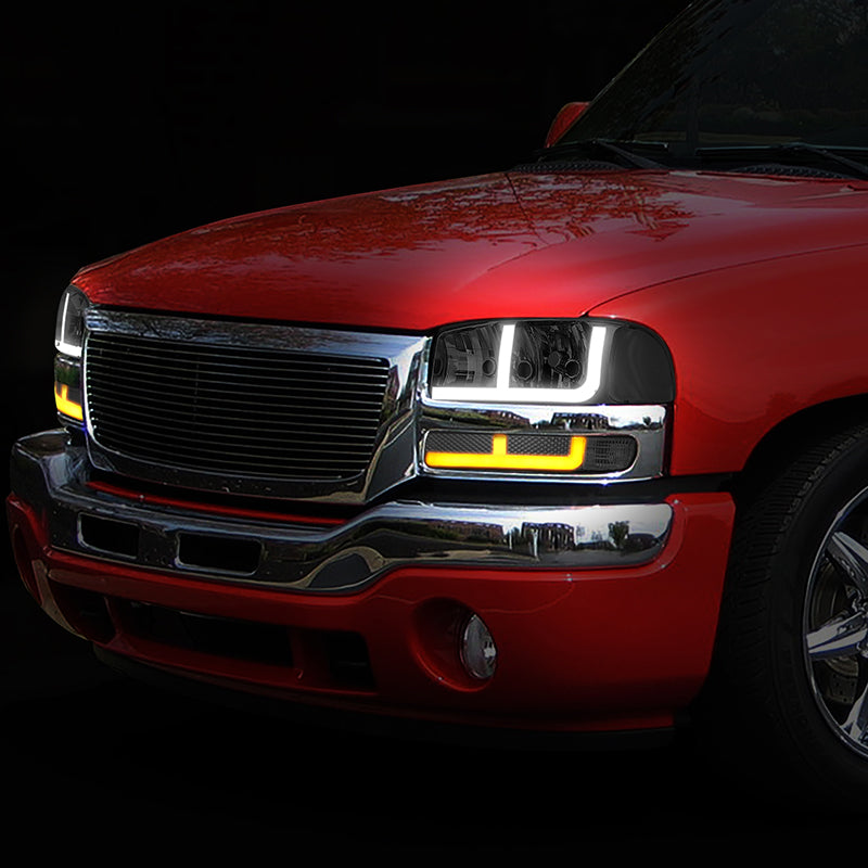 LED DRL Switchback Headlights<br>99-06 GMC Sierra 1500-3500 Yukon