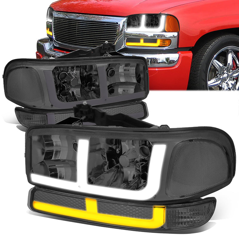 LED DRL Switchback Headlights<br>99-06 GMC Sierra 1500-3500 Yukon