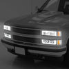 8pcs Square Box LED DRL Headlight Set (Chrome) <br>94-02 Chevy C10 C/K Pickup, Suburban, Tahoe