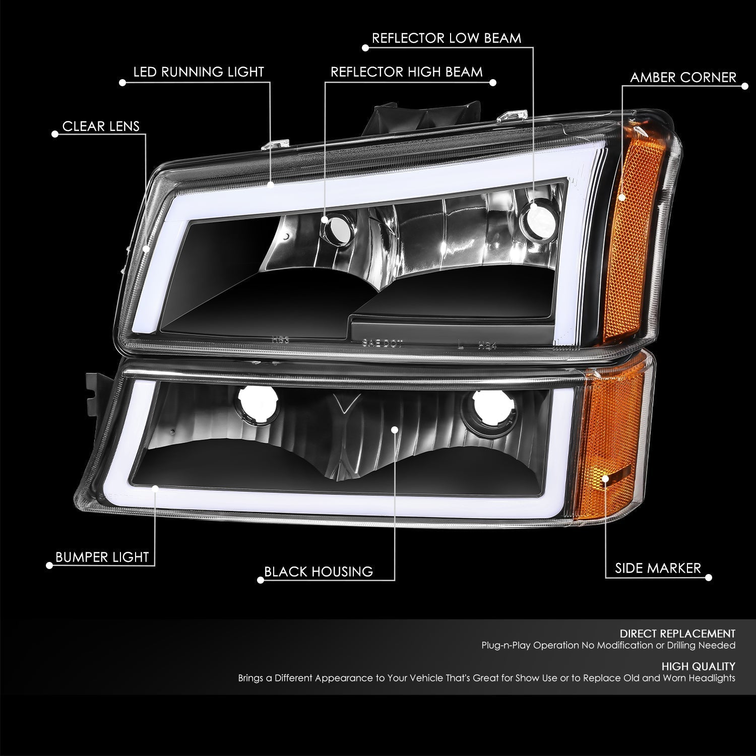 LED DRL Headlights <br>03-07 Chevy Silverado / Avalanche 1500-3500