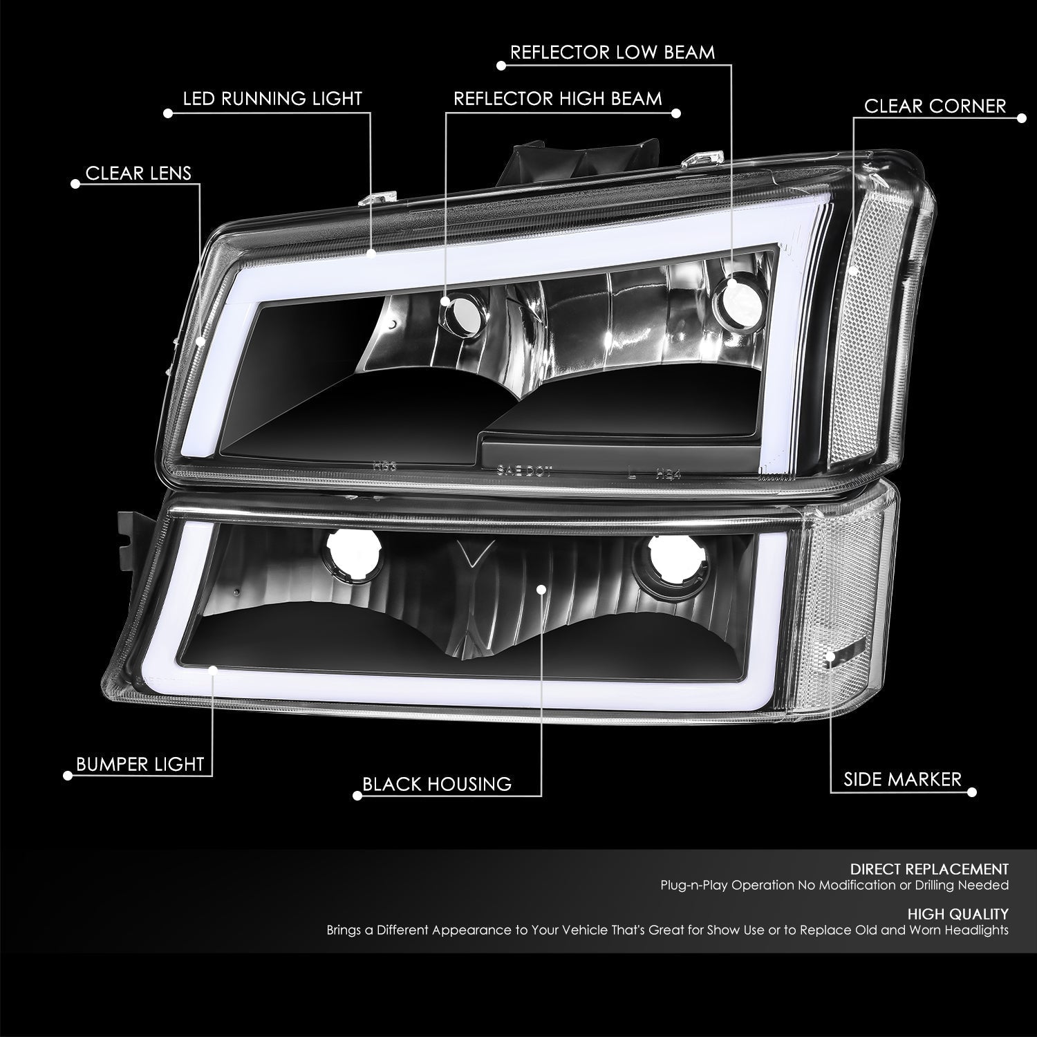 LED DRL Headlights <br>03-07 Chevy Silverado / Avalanche 1500-3500