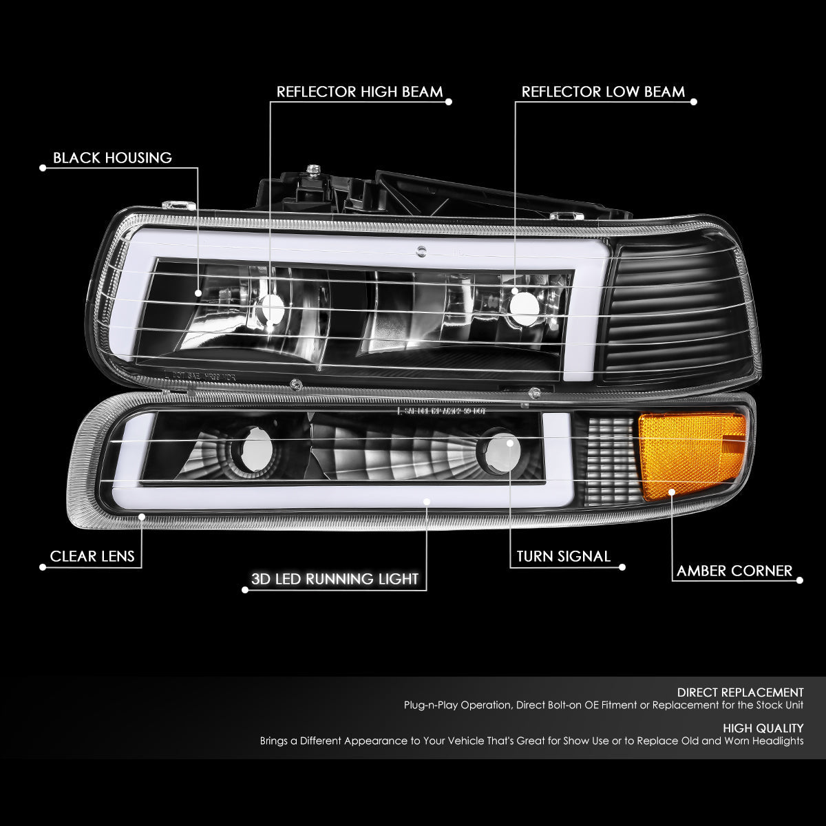 LED DRL Headlights<br>99-06 Chevy Silverado / Suburban 1500-3500