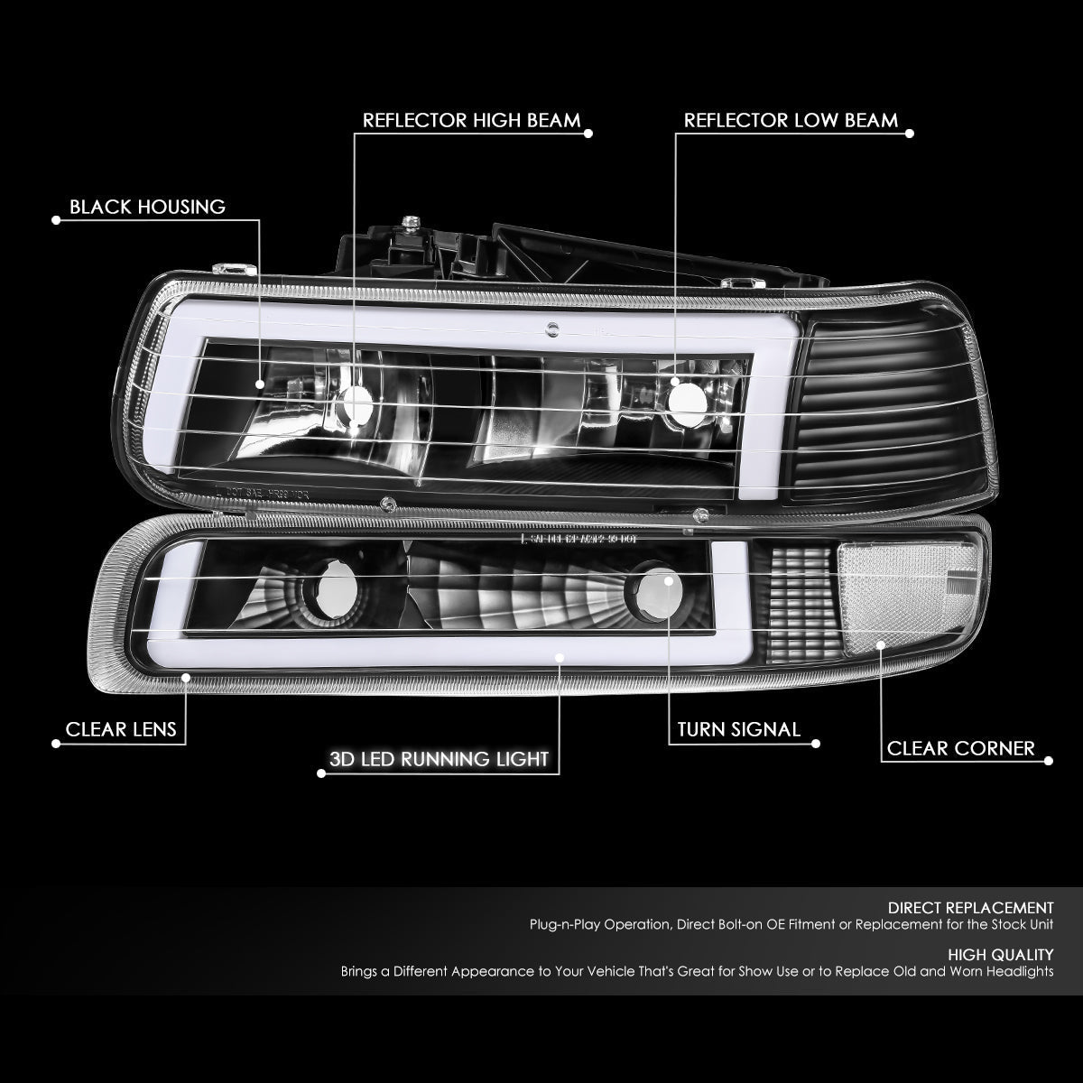 LED DRL Headlights<br>99-06 Chevy Silverado / Suburban 1500-3500