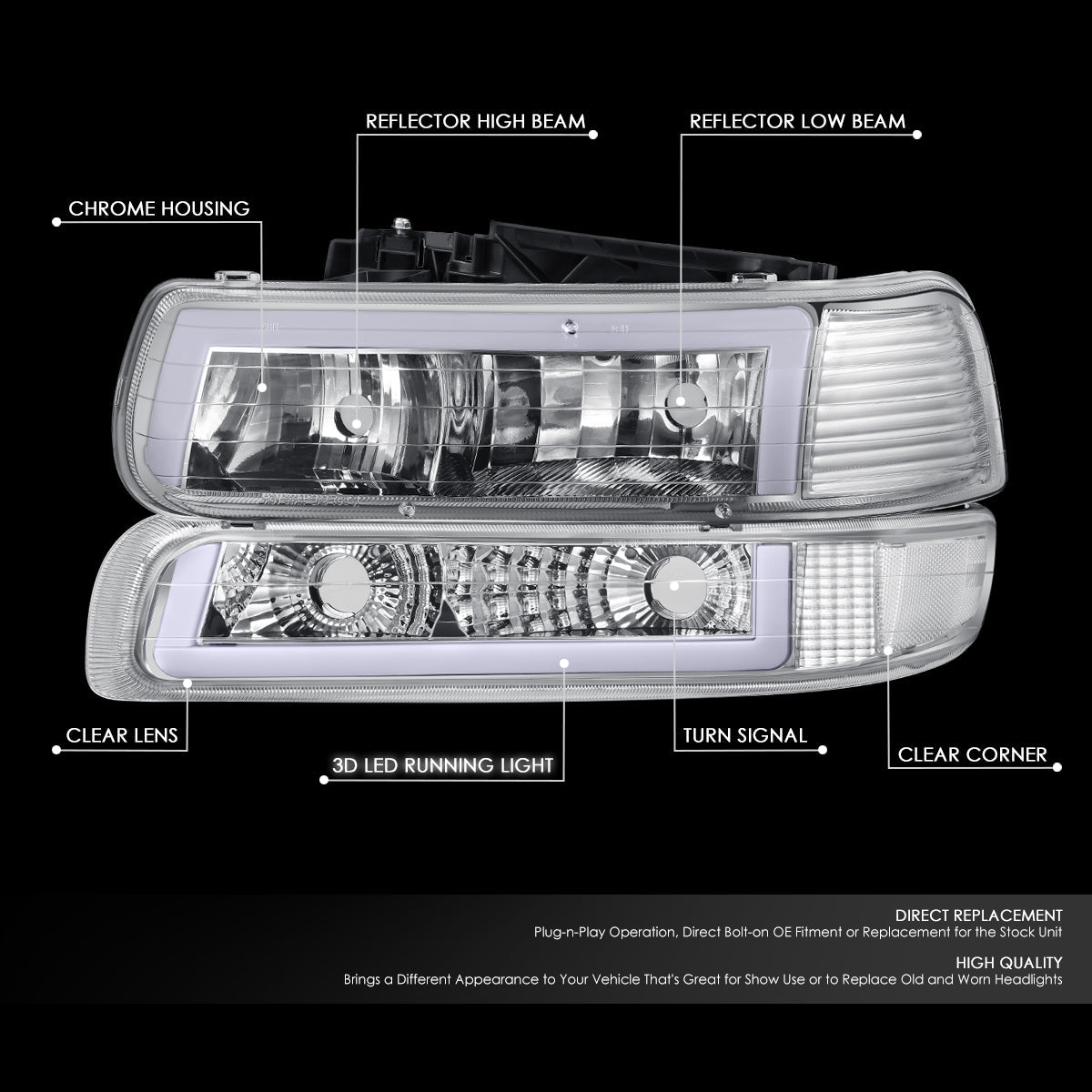 LED DRL Headlights<br>99-06 Chevy Silverado / Suburban 1500-3500