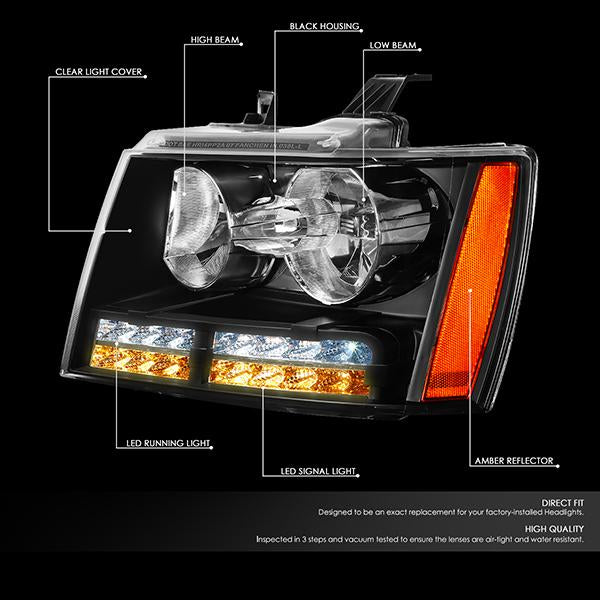 LED DRL Headlights<br>07-14 Chevy Tahoe Suburban 1500