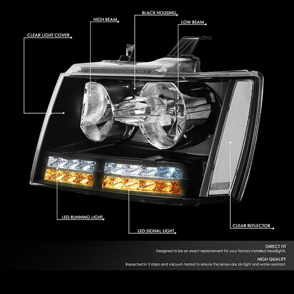 LED DRL Headlights<br>07-14 Chevy Tahoe Suburban 1500