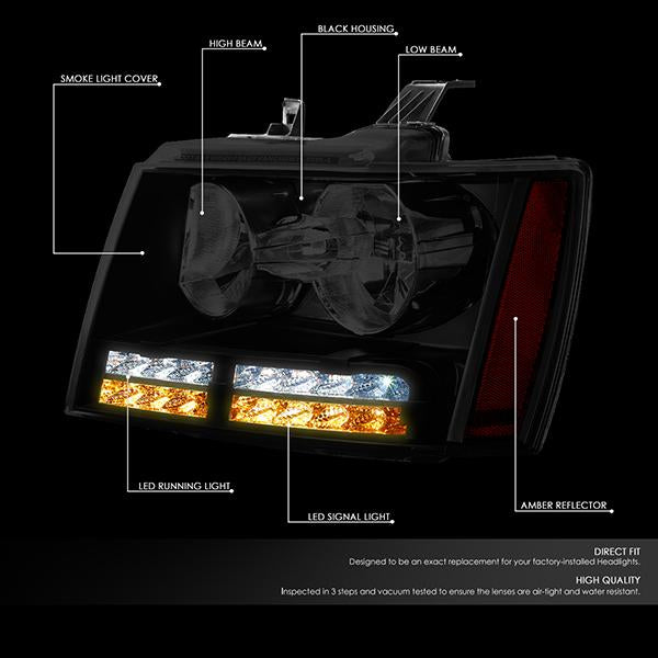 LED DRL Headlights<br>07-14 Chevy Tahoe Suburban 1500