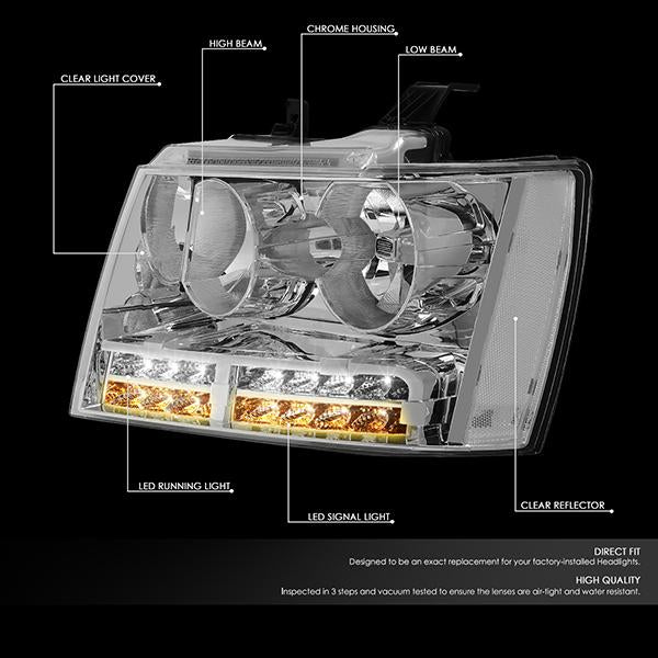 LED DRL Headlights<br>07-14 Chevy Tahoe Suburban 1500