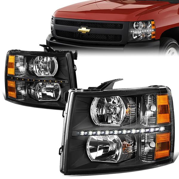 LED DRL Headlights<br>07-14 Chevy Silverado 1500 2500 3500 HD