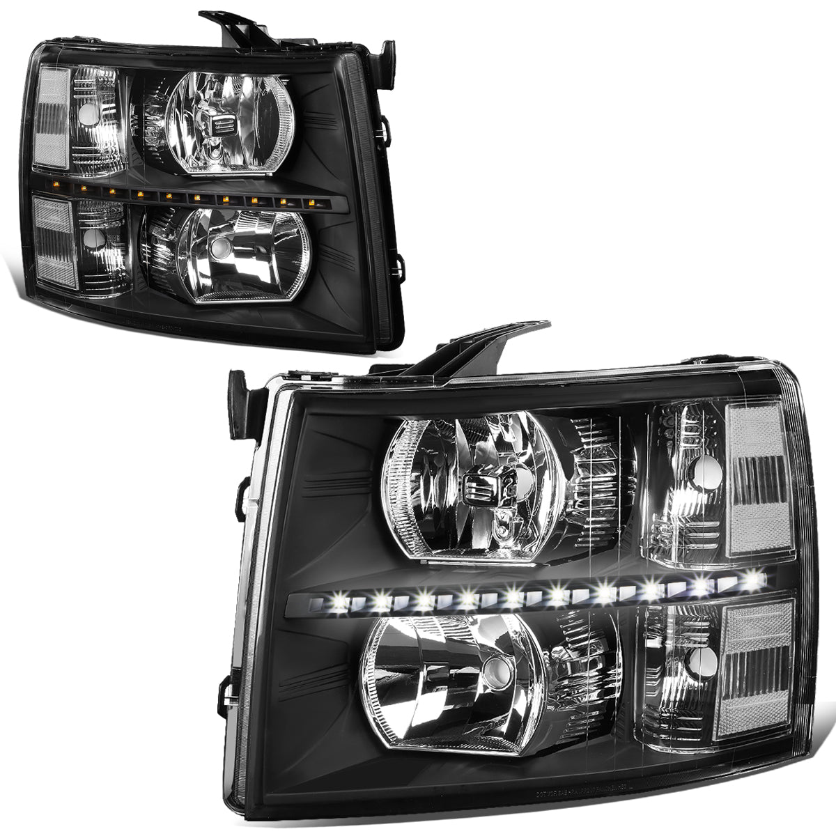 LED DRL Headlights<br>07-14 Chevy Silverado 1500 2500 3500 HD