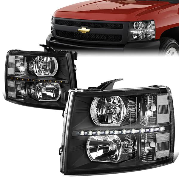 LED DRL Headlights<br>07-14 Chevy Silverado 1500 2500 3500 HD