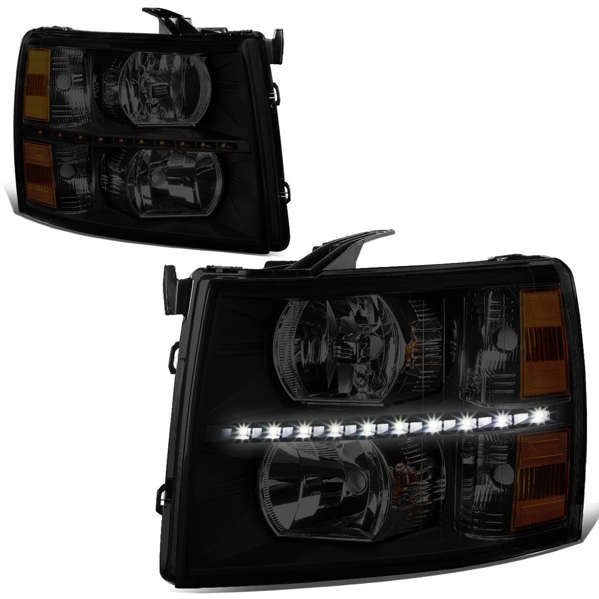 LED DRL Headlights<br>07-14 Chevy Silverado 1500 2500 3500 HD