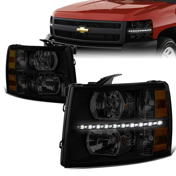 LED DRL Headlights<br>07-14 Chevy Silverado 1500 2500 3500 HD