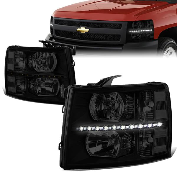 LED DRL Headlights<br>07-14 Chevy Silverado 1500 2500 3500 HD