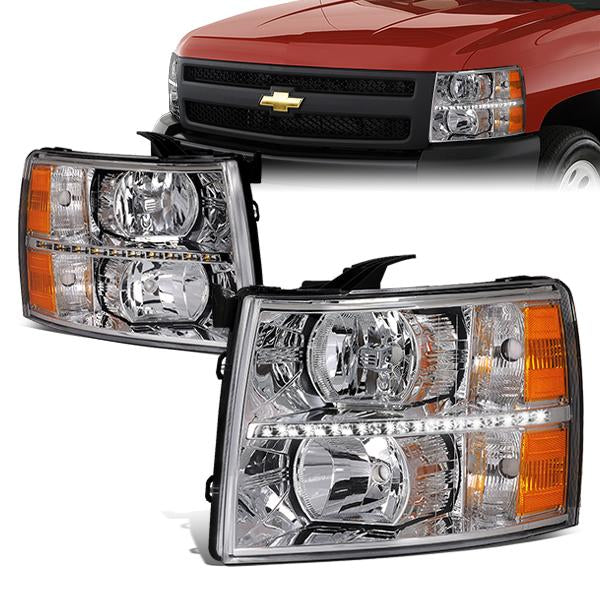 LED DRL Headlights<br>07-14 Chevy Silverado 1500 2500 3500 HD