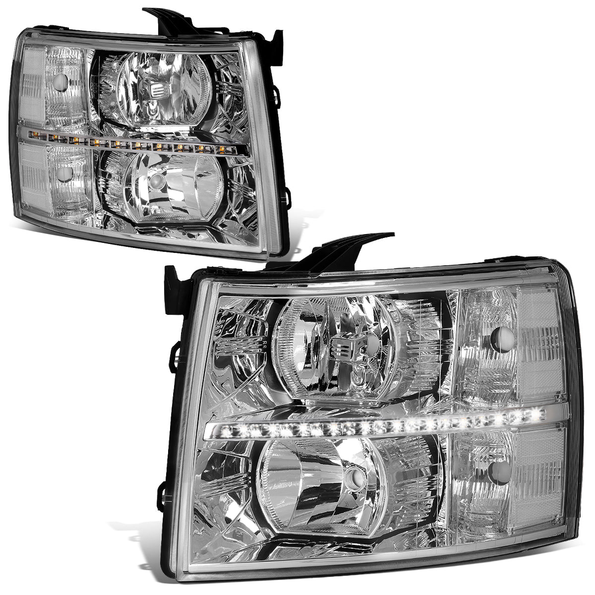 LED DRL Headlights<br>07-14 Chevy Silverado 1500 2500 3500 HD