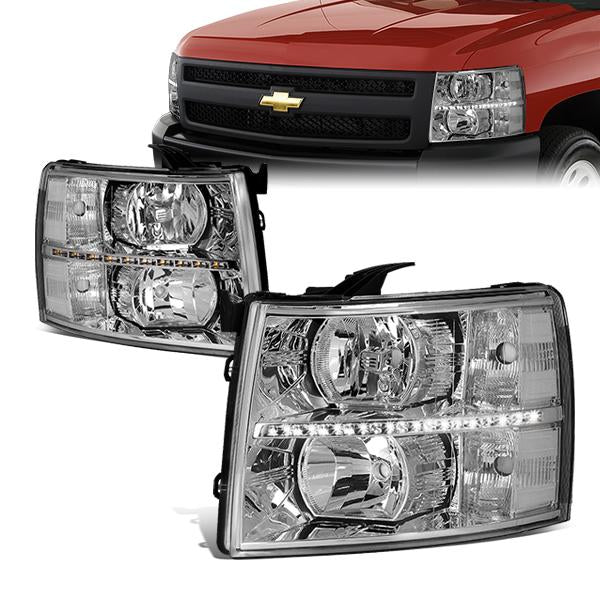 LED DRL Headlights<br>07-14 Chevy Silverado 1500 2500 3500 HD