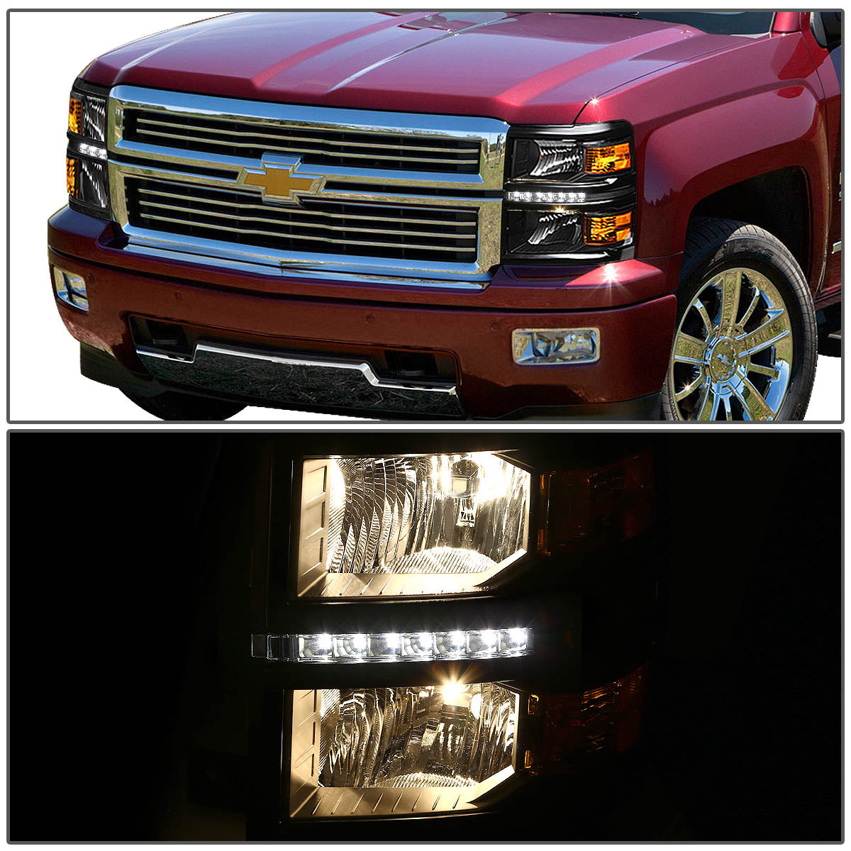 LED DRL Headlights<br>14-15 Chevy Silverado 1500