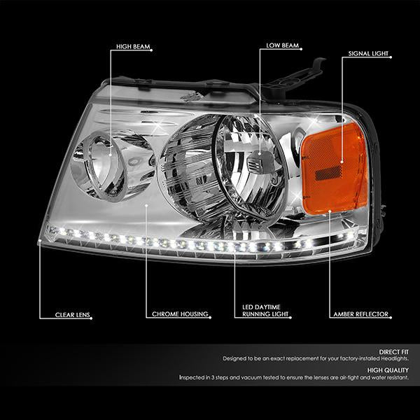 LED DRL Headlights<br>04-08 Ford F-150, 06-08 Lincoln Mark LT