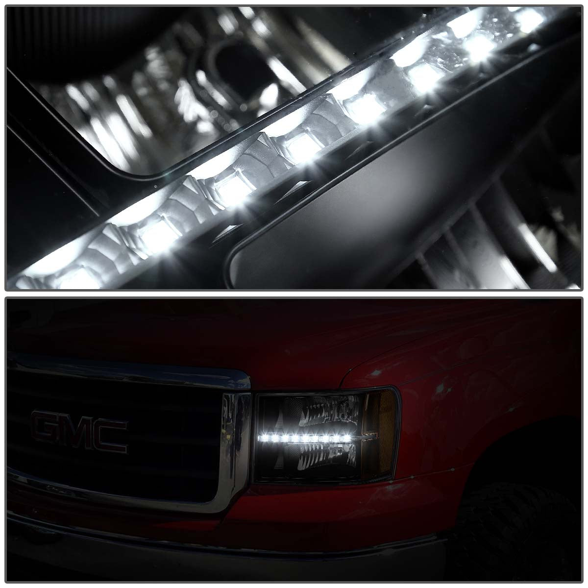 LED DRL Headlights<br>07-14 GMC Sierra 1500 2500 3500 HD