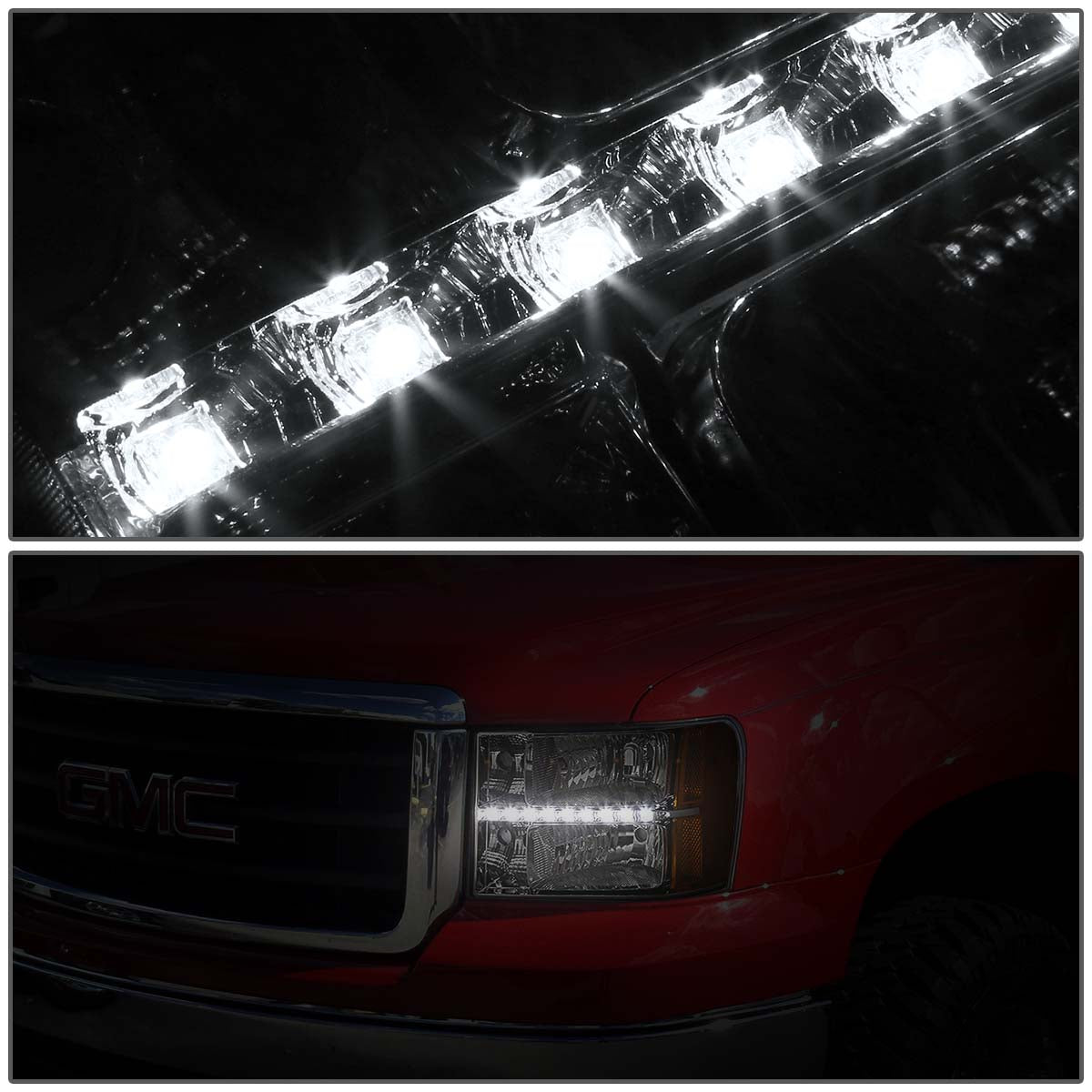 LED DRL Headlights<br>07-14 GMC Sierra 1500 2500 3500 HD