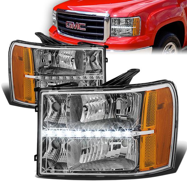 LED DRL Headlights<br>07-14 GMC Sierra 1500 2500 3500 HD