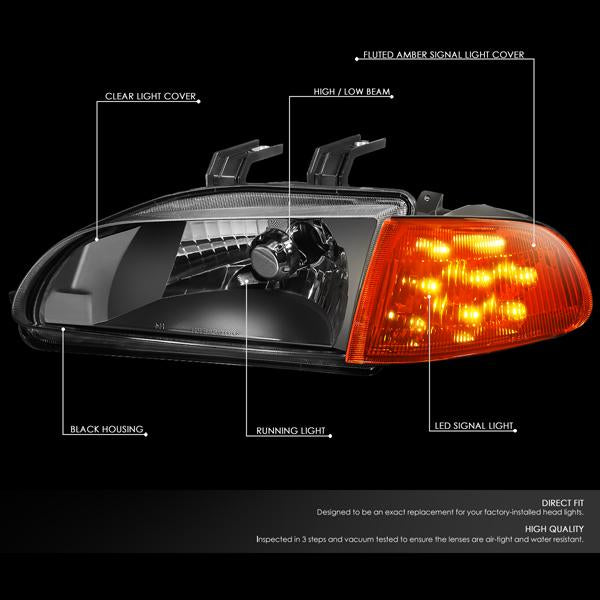 LED Turn Signal Headlights<br>92-95 Honda Civic Coupe/ Hatchback