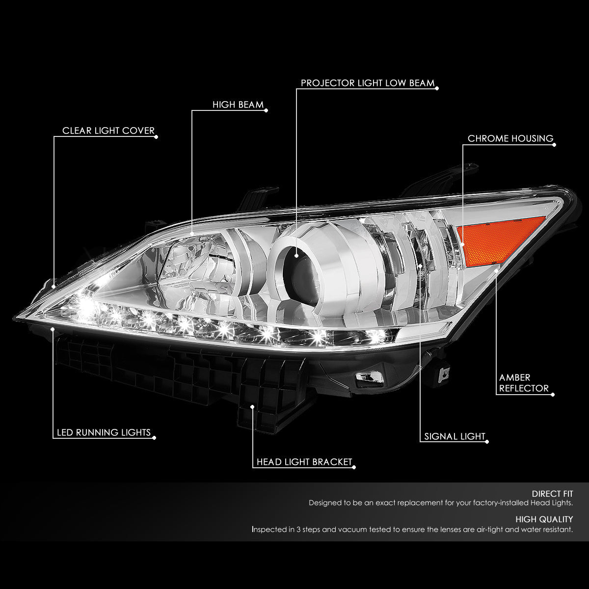 LED DRL Projector Headlights<br>07-12 Lexus ES350