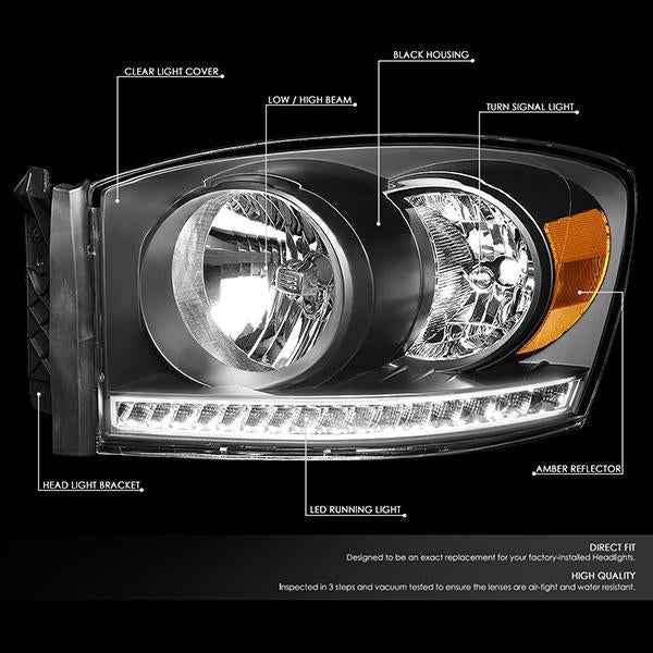 LED DRL Headlights<br>06-09 Dodge RAM 1500 2500 3500