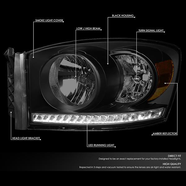 LED DRL Headlights<br>06-09 Dodge RAM 1500 2500 3500