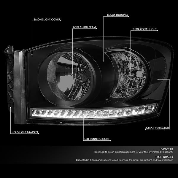 LED DRL Headlights<br>06-09 Dodge RAM 1500 2500 3500