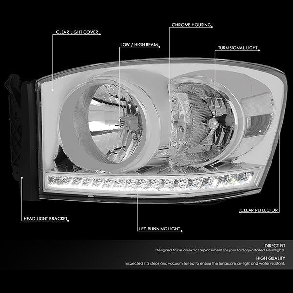 LED DRL Headlights<br>06-09 Dodge RAM 1500 2500 3500