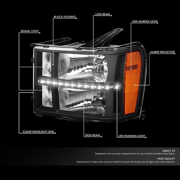 LED DRL Headlights<br>07-14 GMC Sierra 1500 2500 3500