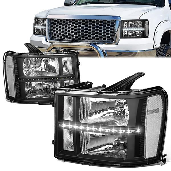 LED DRL Headlights<br>07-14 GMC Sierra 1500 2500 3500