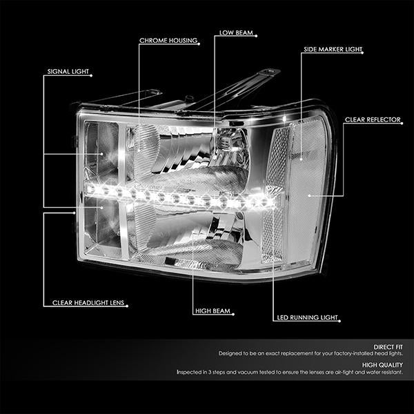 LED DRL Headlights<br>07-14 GMC Sierra 1500 2500 3500