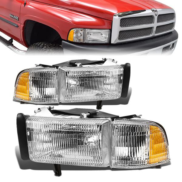 Factory Style Headlights<br>94-02 Dodge Ram 1500 2500 3500