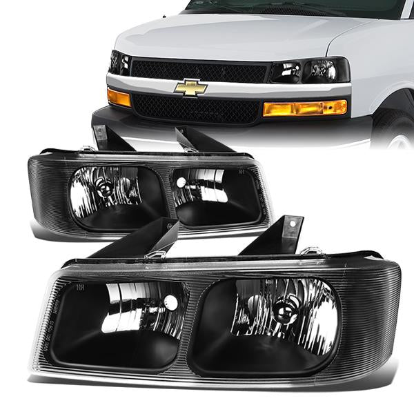 Factory Style Headlights<br>03-20 Chevy Express GMC Savana 1500-4500